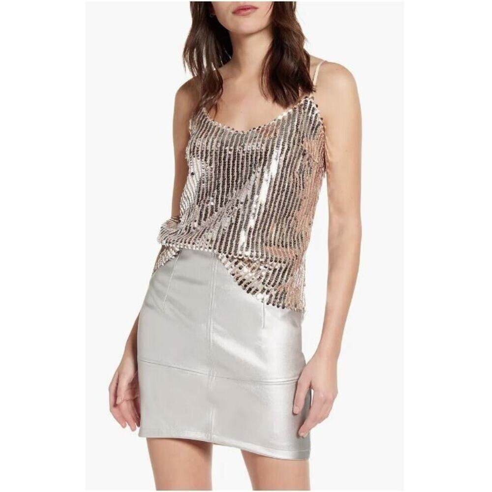 Heartloom Women's Halden Sequin Sleeveless Camisole in Silver‎ Medium MSRP $99